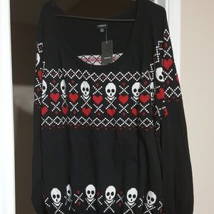 Torrid skull heart sweater